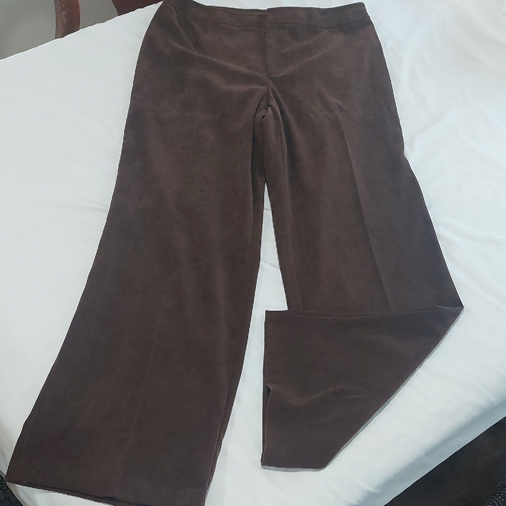 dressbarn Chocolate Brown Wide-Leg Pull-On Pants